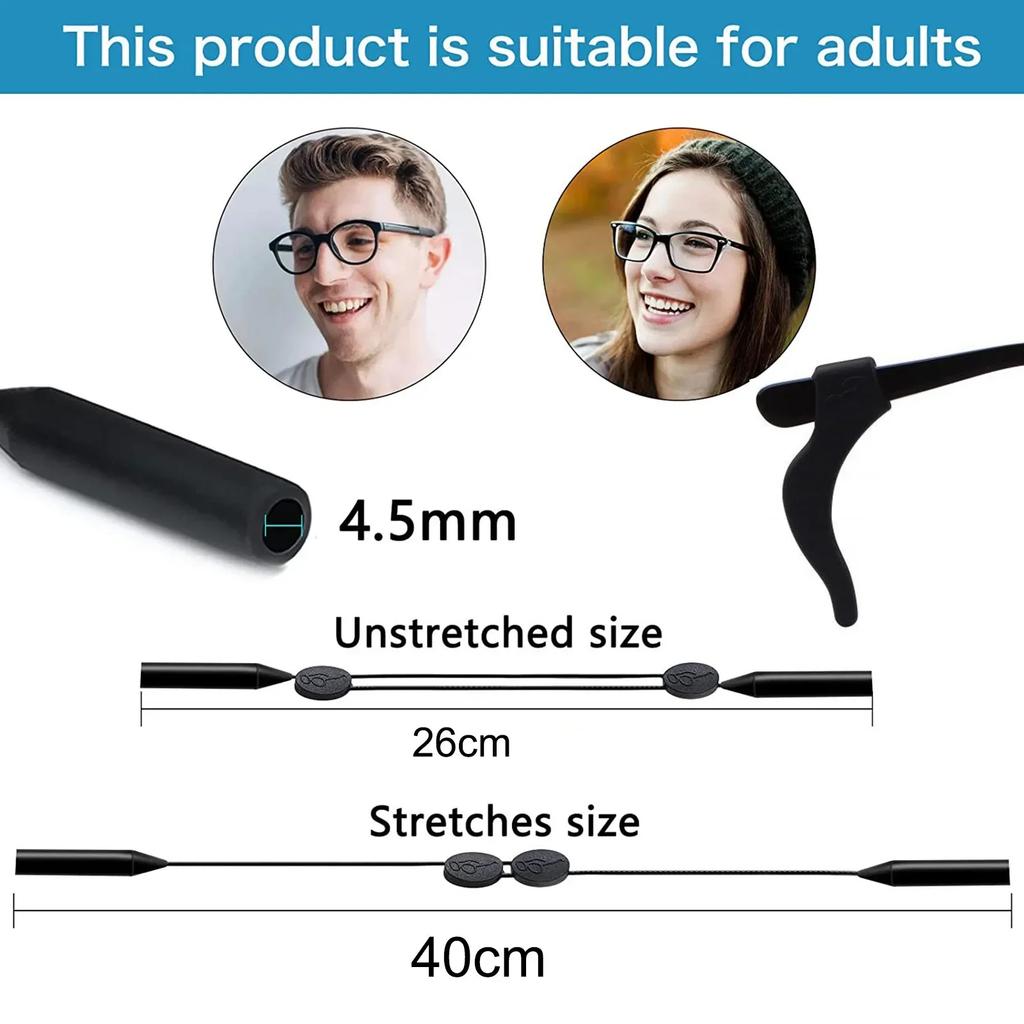 1-10pcs Universal Adjustable Eyewear Retainer Fit Sports Sunglasses Retainer Unisex Strap Safety Glasses Holder Large Round-Head