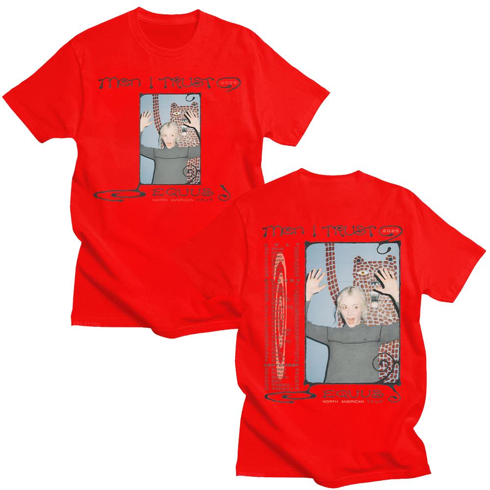 

Футболки Men I Trust Equus Tour 2025 Футболки группы Men I Trust Новые футболки Харадзюку Винтажная футболка оверсайз Повседневный хлопковый топ с коротким рукавом S