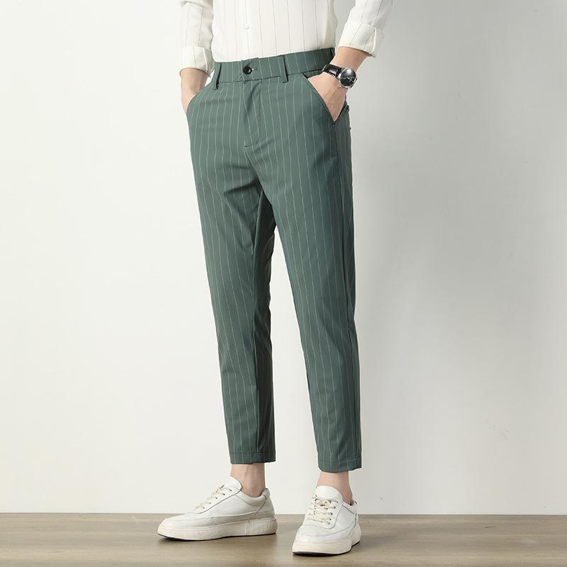 Korean version of the men's striped trousers spring new trend of casual small suit trousers nine Western trousers