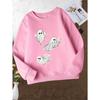 Girls' Stylish Round-Neck Sweatshirt, Casual Print Top