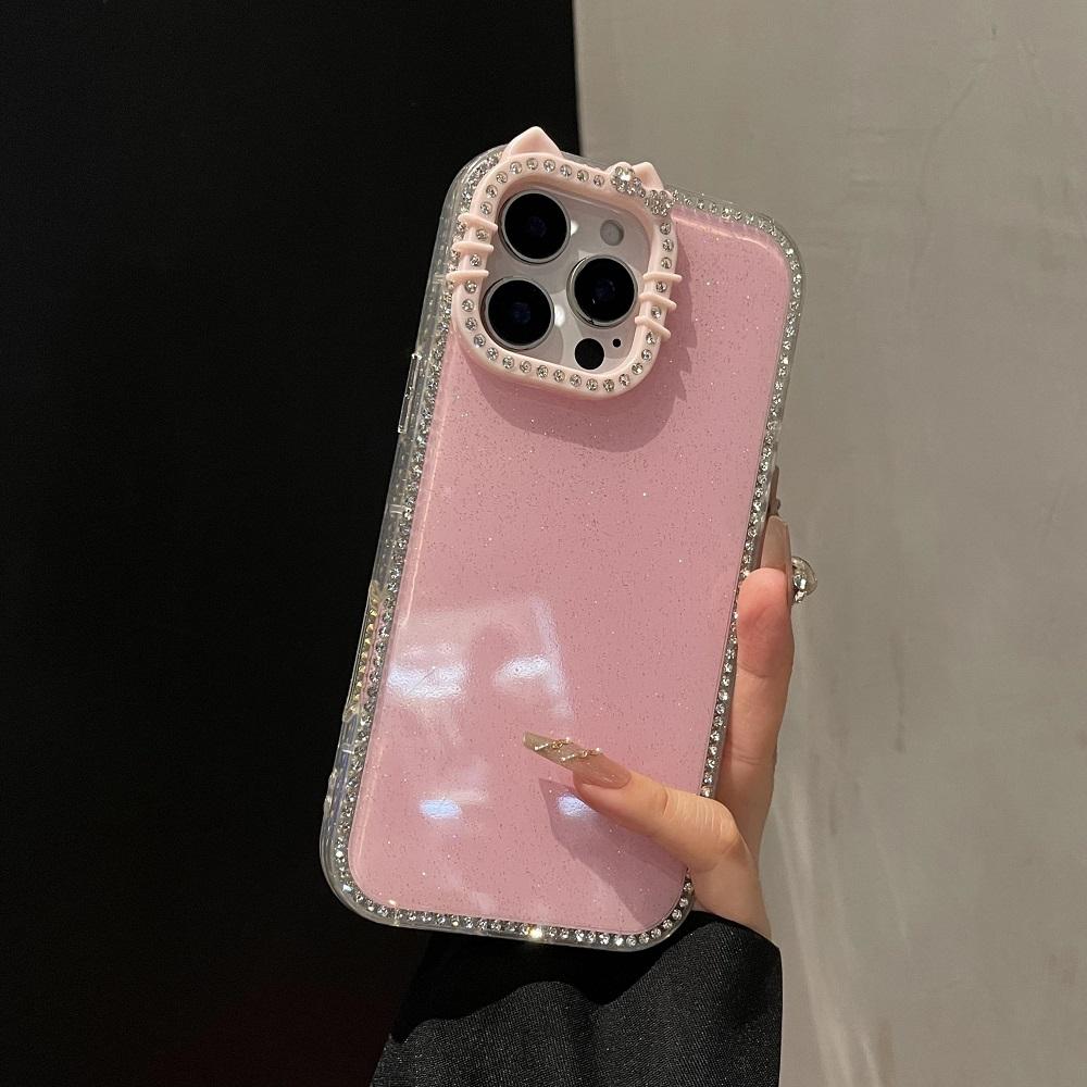 Bonbonfarbe Glitzer Diamant Katzenohren Handyhülle Für iPhone 17Air 16 15 14 13 12 11 Pro Max Plus Stoßfeste Schutz-Rückseite