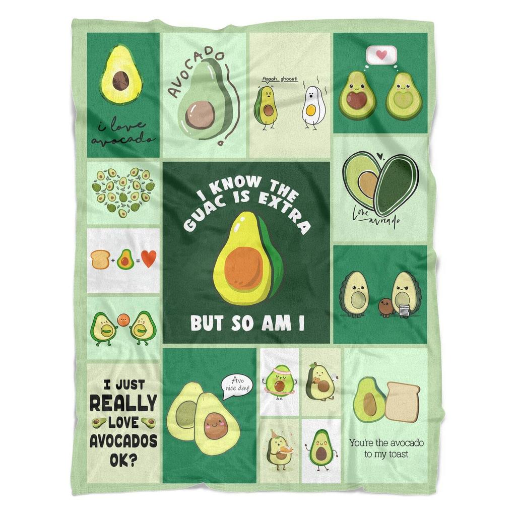 Cartoon Avocado Blanket Flannel Multi-Functional Towel Quilt Four Seasons Air Conditioner Blanket Lunch Break Shawl Fleece Blanket
