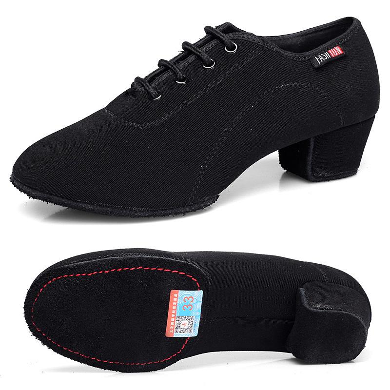 Women Latin Dance Shoes Ballroom PU Leather Ladies Girls Modern Jazz Dance Shoes Silver Black Salsa Dancing Shoes Teacher Shoe