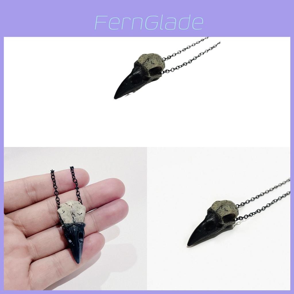 Halloween Raven Skull Necklace With Cross Chain For Women Fashion Accessory