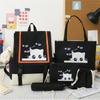 School Bag Academy's New Three Four Five Six Primary School Students Five-piece Backpack Cute Cat Print Middle School Student Schoolbag