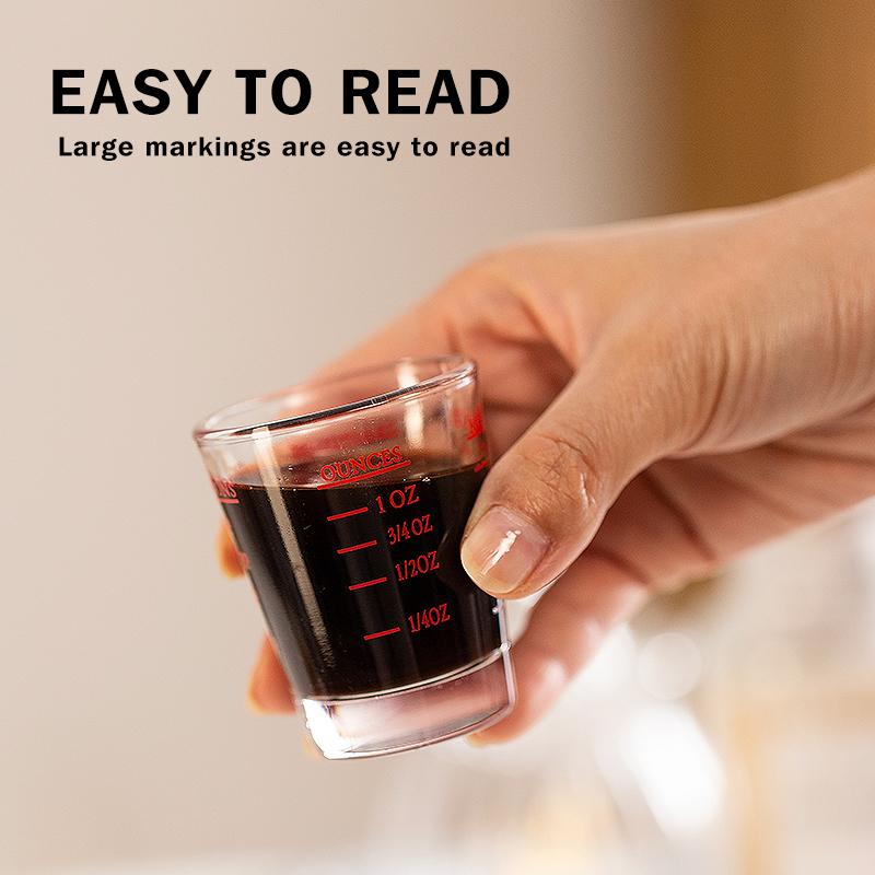 Scale Coffee  Cup Shot Glass, BPA-Free Premium Liquid Heavy Glass, Espresso Measuring Cups, Glass Measuring Baking Cups