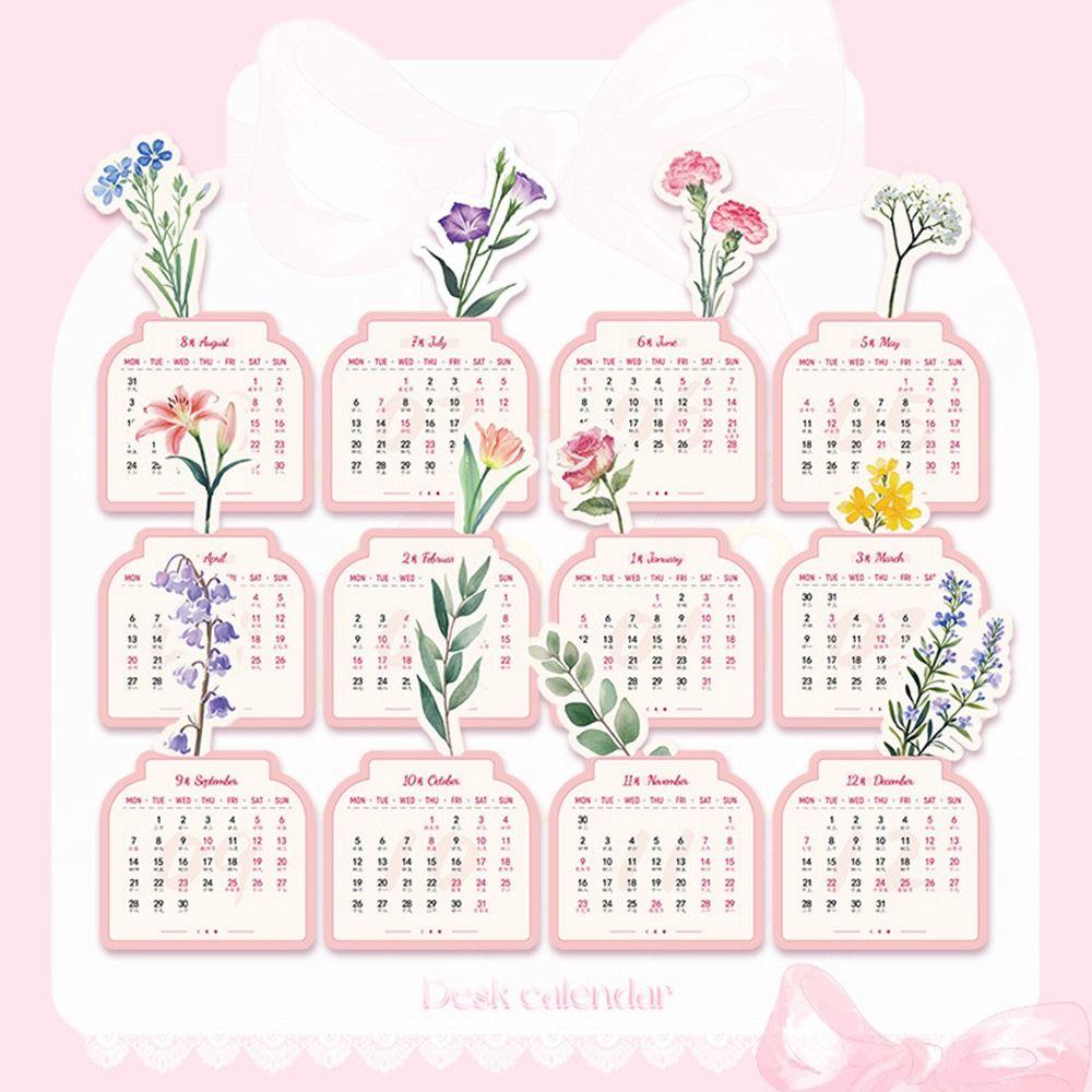 Wooden Base 2026 Desktop Calendar Vase Shaped Monthly Planner  for Table Desk Decor