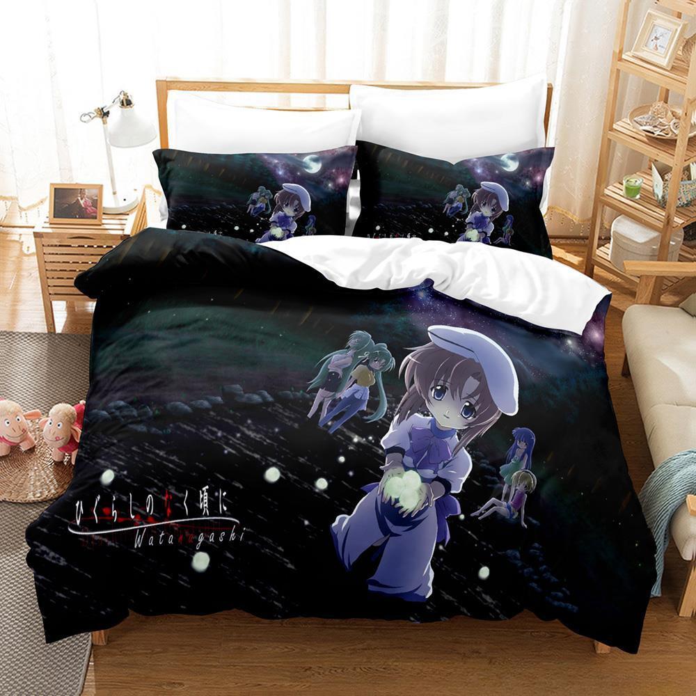 Game Higurashi When They Cry Bedding Set Single Twin Full Queen King Size Bed Set Adult Kid Bedroom Duvetcover Sets Home Textile