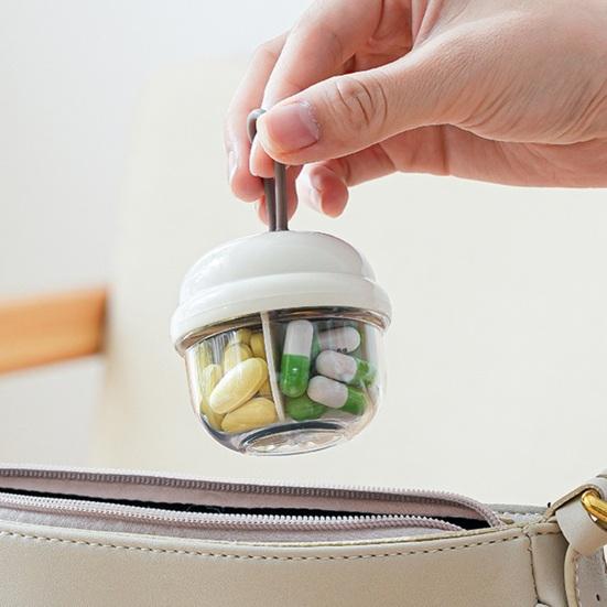 Mini Pill Storage Box with 4 Compartments Clear Visible Portable Travel Pill Case Medication