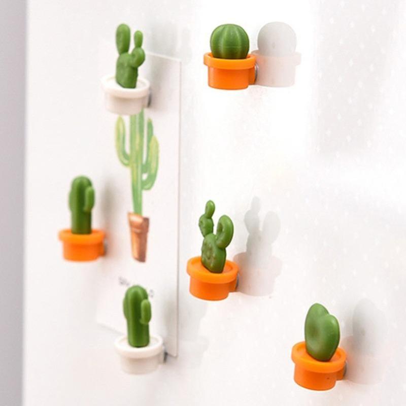 6Pcs/Set 3D Cute Succulent Plant Magnet Message Sticker for Kitchen Refrigerator Magnet Button Cactus Decoration Accessories