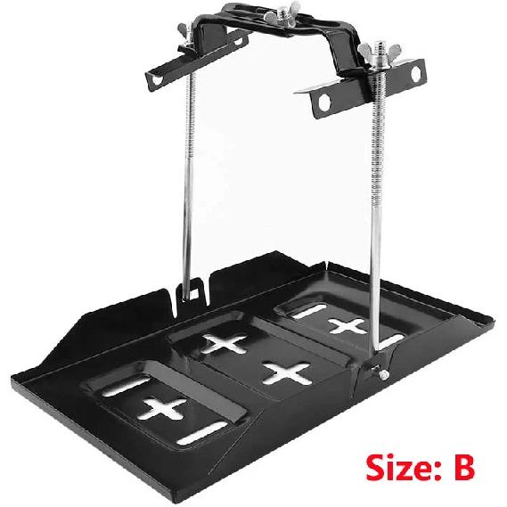 Car Battery Tray Kit 27cm Rack Black Stable Holder Adjustable Bracket Down Clamp Marine Durable Universal Auto Accessories Set