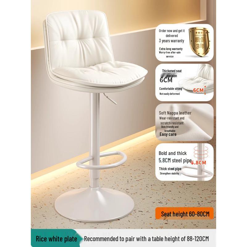 Modern Minimalist Wrought Iron Bar Stool with Backrest