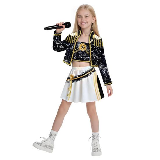 Kids Halloween Demon Hunters Performance Costume Cosplay Outfits for Dance Stage Role Play Soft Comfortable Vibrant Stage Wear for Christmas Birthday