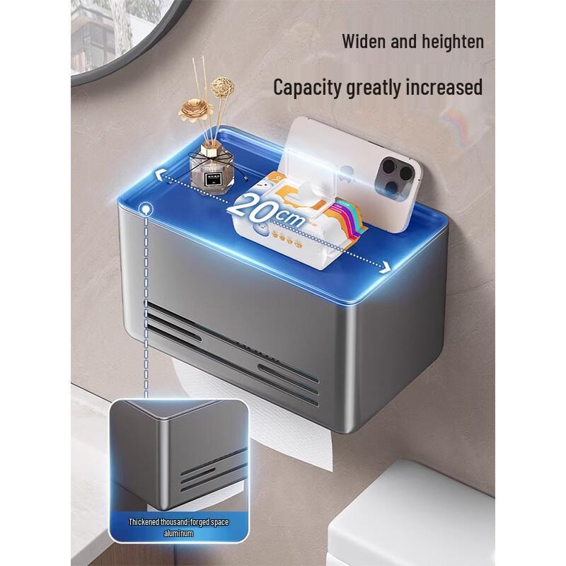 Yidashang Bathroom No-Punch Wall-Mounted Tissue Box & Roll Holder