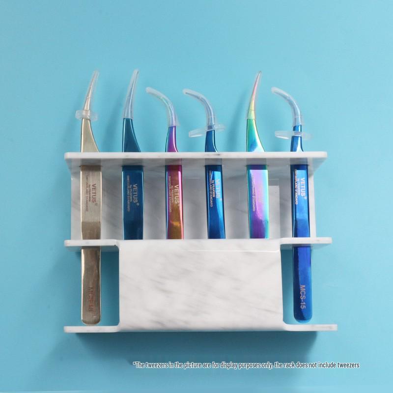 

Подставка-держатель для 6 пинцетов для ресниц и подставка для демонстрации быстрого объемного наращивания белый