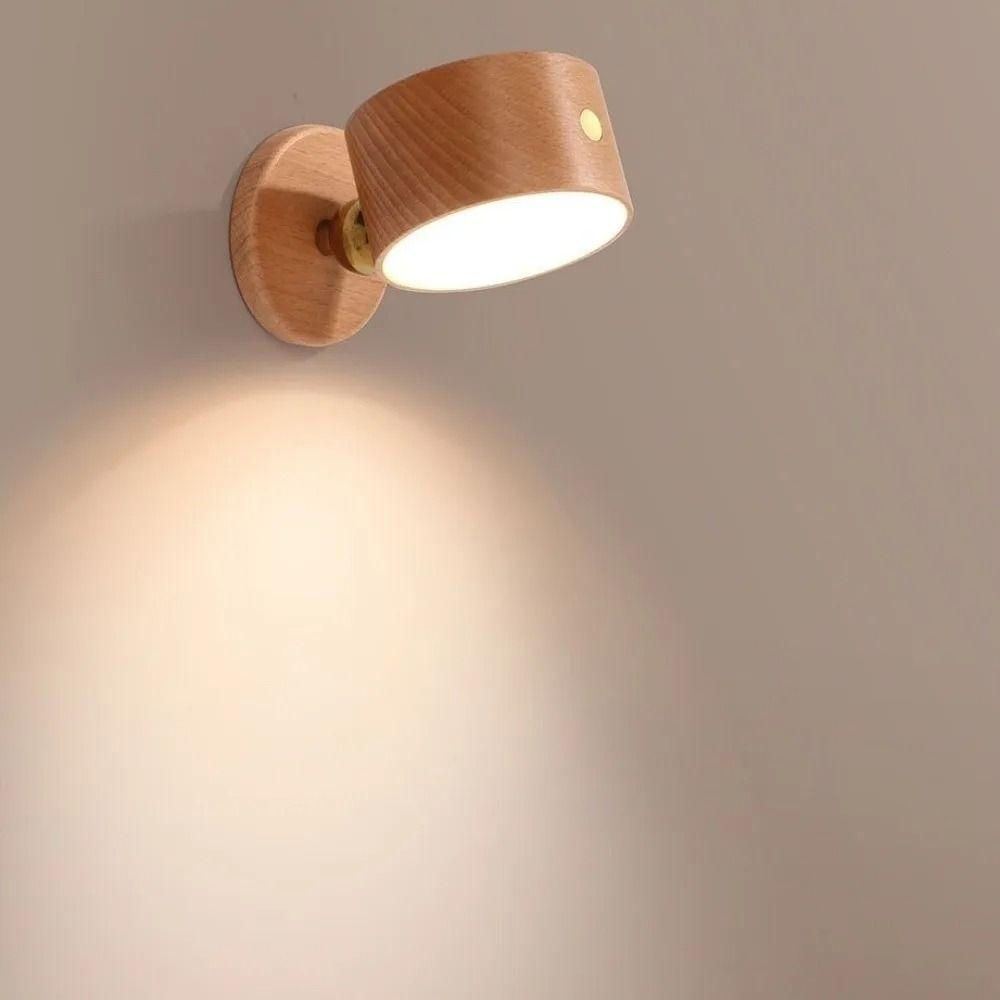 Dimmable LED Wall Sconce Touch Control Magnetic Night Light Wooden Wall Mounted Lamp Wall Mounted
