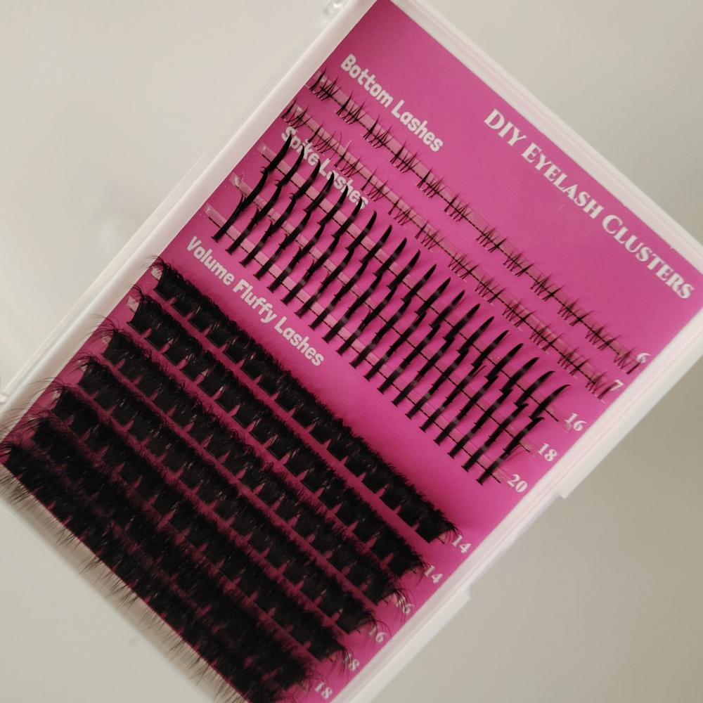 Korean PBT Fibers Fan Eyelashes DIY Fluffy Cluster Spike Bottom Lash 3D Faux Mink Cluster Lash DIY Cluster Eyelashes
