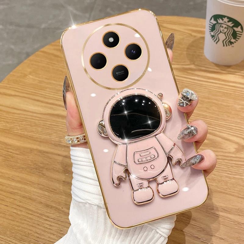 

Роскошный чехол-подставка в виде космонавта с гальваническим покрытием для Xiaomi Redmi 14C 13C 13 4G 5G 12 12C 10C A1 A2 Plus A3 Силиконовая крышка POCO C75 Redmi 14C 4G розовый