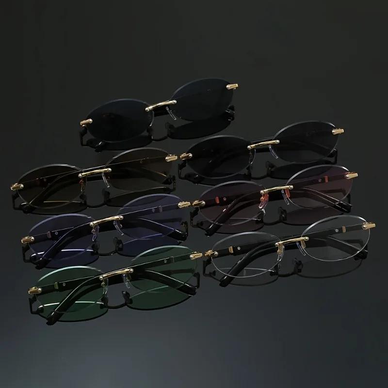 6PACK Y2K Trendy Girl Frameless Sunglasses Retro Oval Sunglasses Der Fashion Sunglasses for Men And Women