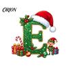 Unique Festive Gift for Family Personalized 26 Alphabet Christmas Ornament with Santa Hat Elf Design, Acrylic Customized Wrapping Tag Hanging