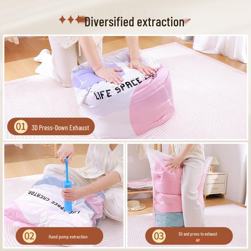 Thickened Vacuum Compression Storage Bags for Clothes and Comforters - Moisture-Proof, No Pump Needed