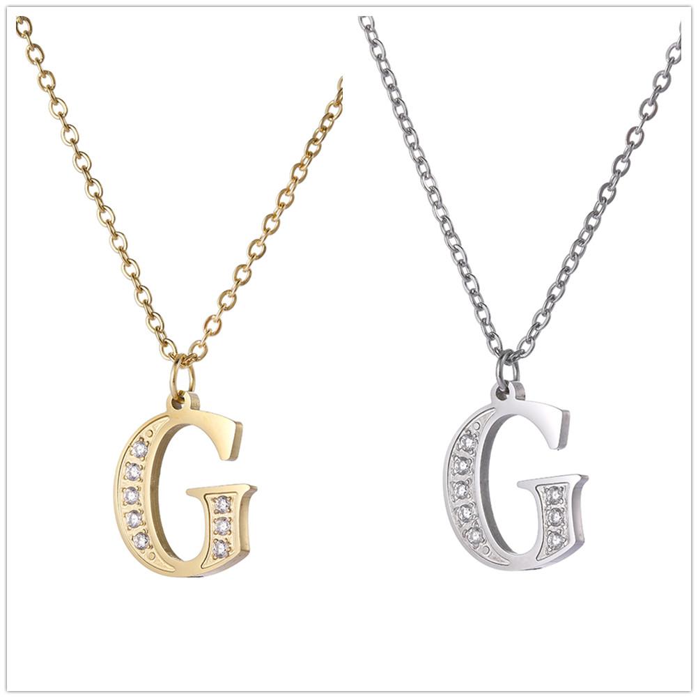 My Shape A-Z Letters Necklaces Girls Initials Alphabet Gold Color Chains Stainless Steel Rhinestone Name Pendant Choker Jewelry