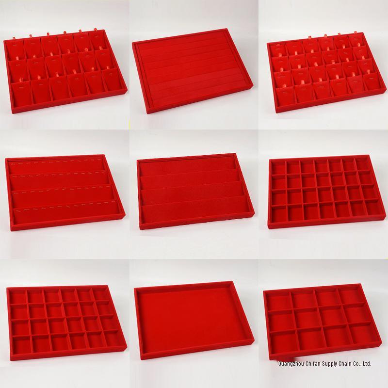 

Red Velvet Jewelry Display Tray - Free Shipping; Ideal for Rings, Pendants, Necklaces, & Bracelets Empty Tray Small