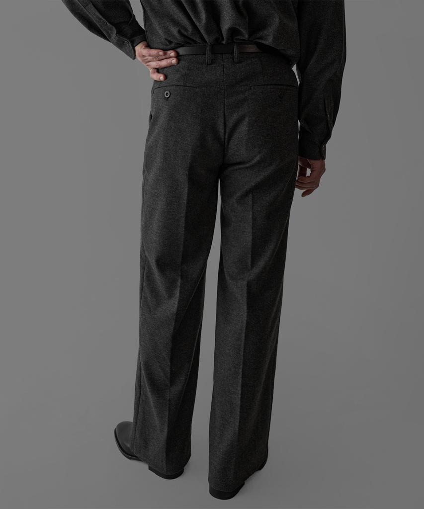 Baulopeulodeogteu Wool Double-Pleat Wide Slacks [Charcoal]