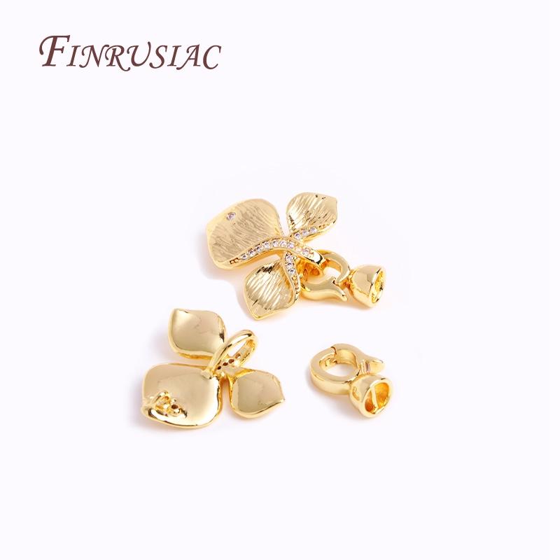 Inlaid Zircon Connector Bead Clasps Fastener DIY Jewelry Making,Classic 18K Gold Plated Pearl Clasps For Necklace Making