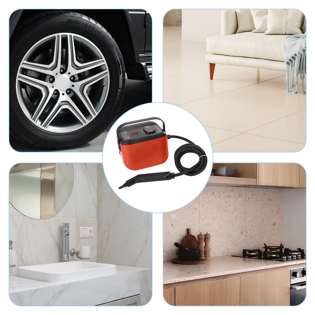 Portable Steam Cleaner 3 Temperature Adjustable Deep Cleaning Machine with 1200ml Water Tank 3 Brush Heads Window Scraper Cloth