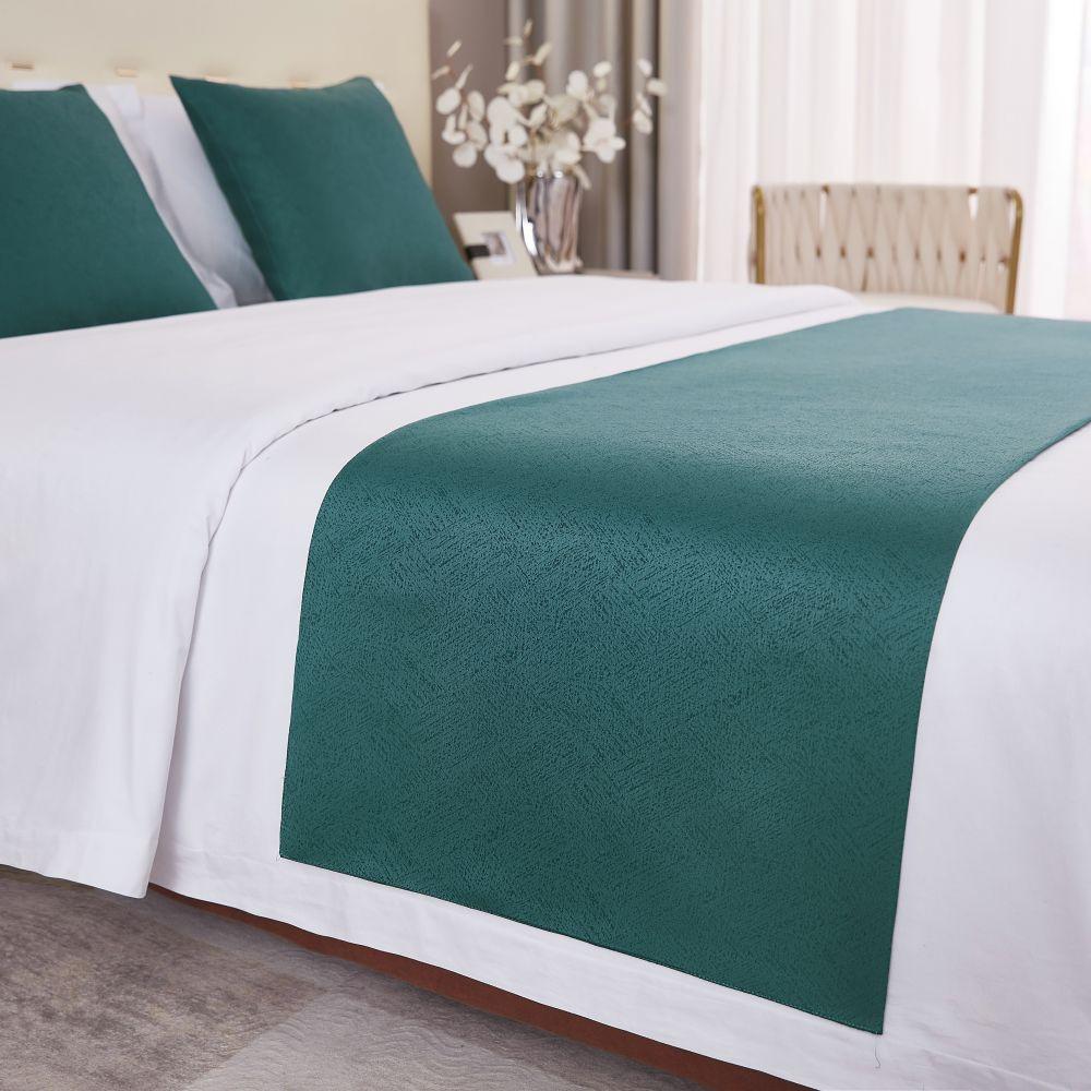 Einfarbiges Figurenmuster Bett-Handtuch Hotel Minimalistisch Doppelseitige Betten-Fahne Bettwäsche Läufer Zubehör Nachttischmatten Ferienwohnungen