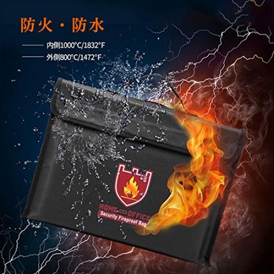 ATiC Fireproof & Water-Resistant Document Bag, 2-Way Shoulder/Handle, 38 × 28 × 7.5 Cm