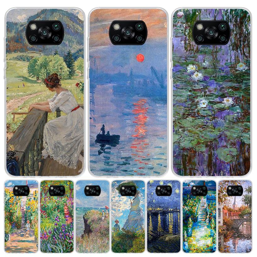 Claude Monet Garden Lotus Bridge Case Phone Cover for Xiaomi Mi 11T 12T 10T 9T Pro 11i 12X 13 12 11 10 9 8 Lite 6X 5X A3 A2 Tren