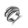 2026 Dark Wind Fashion Accessories Black Vintage Personality Ring, Female Open Feather Ring