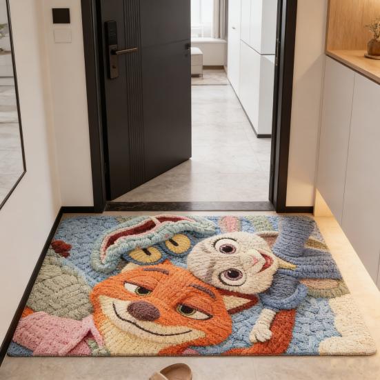 Tapis de sol en terre de diatomées, séchage rapide et absorbant, tapis de salle de bain antidérapant à motif dessin animé, tapis d'entrée pour salle de bain, cuisine, chambre