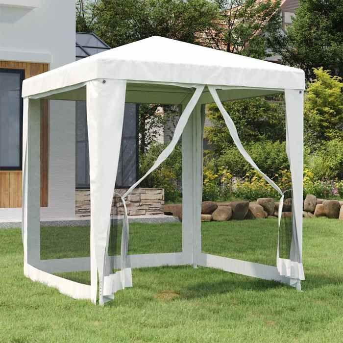 VidaXL Reception Tent with 4 Mesh Sidewalls Gazebo Marquee Pavilion Belvedere Patio Garden Outdoor 48520