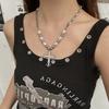 Gothic Punk Hollowed-out Cross Zircon Pendant Imitation Pearl Beaded Necklace for Women Hip-hop Trend Charm Jewelry Accessories