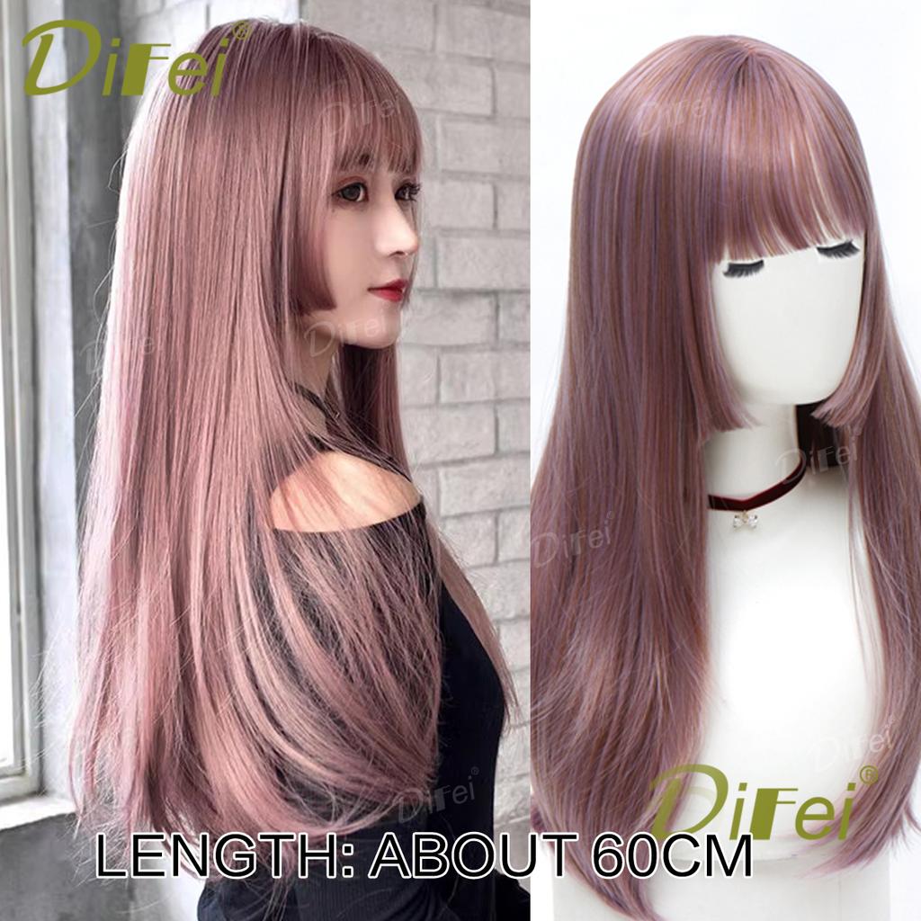 Platinum Blonde Straight Synthetic Cosplay Wig Straight Hair Wig With Straight Bangs Suitable For Women Halloween Christmas Wear