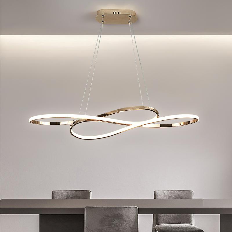Modern LED Pendant Lamp For Dining Room Kitchen Living Room Bedroom Chandelier Gold Luster Curve Design Suspension Lights