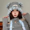 New cute cartoon funny little monster plush knitted handmade hat warm autumn and winter fashion Lei Feng hat shows small face