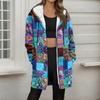 Women's Gradient Print Fashionable Loose Zipper Fleece Hoodie Jacket