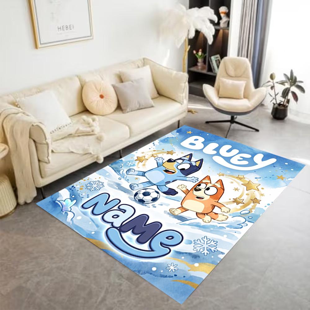 Soccer Fun Blue Brown Customize Your Name Floor Mat Design for Foyer Decorate Room Game Room Living Rooms Anti-slip Rug Anime Office Decor