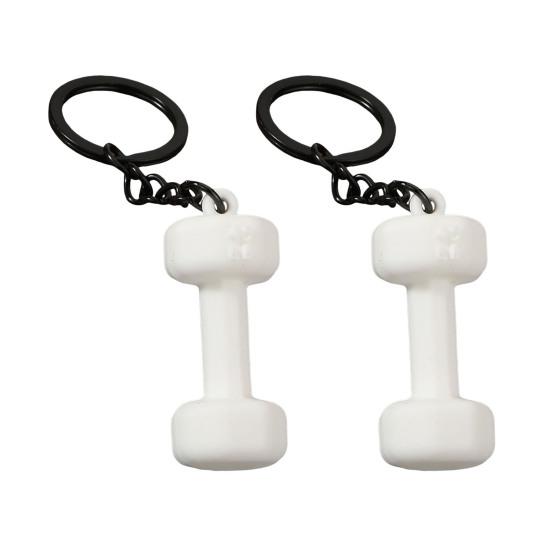 

2Pcs Keychain Pendant Zinc Alloy Texture Dumbbell Charm Lightweight Portable Key Holder Backpack Bag Accessory