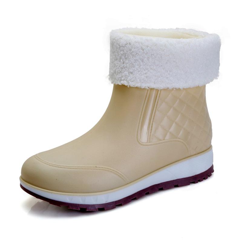Through Season Short Rain Shoes Women's Kitchen Non-slip Catering Work Wear-resistant Rubber Shoes Women's Waterproof Fashion Outside Rain Boots