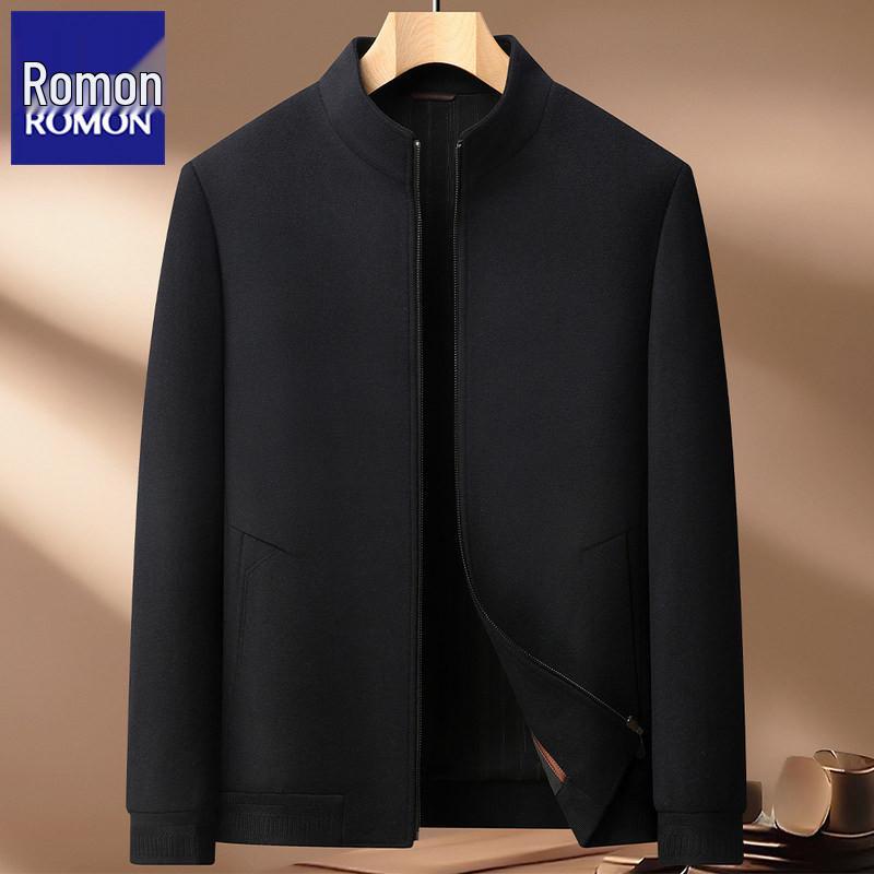 Men's 100% Wool Romon Coat - High-Grade Autumn/Winter Business Casual Outerwear for Middle-Aged and Young Men's Father's Wear