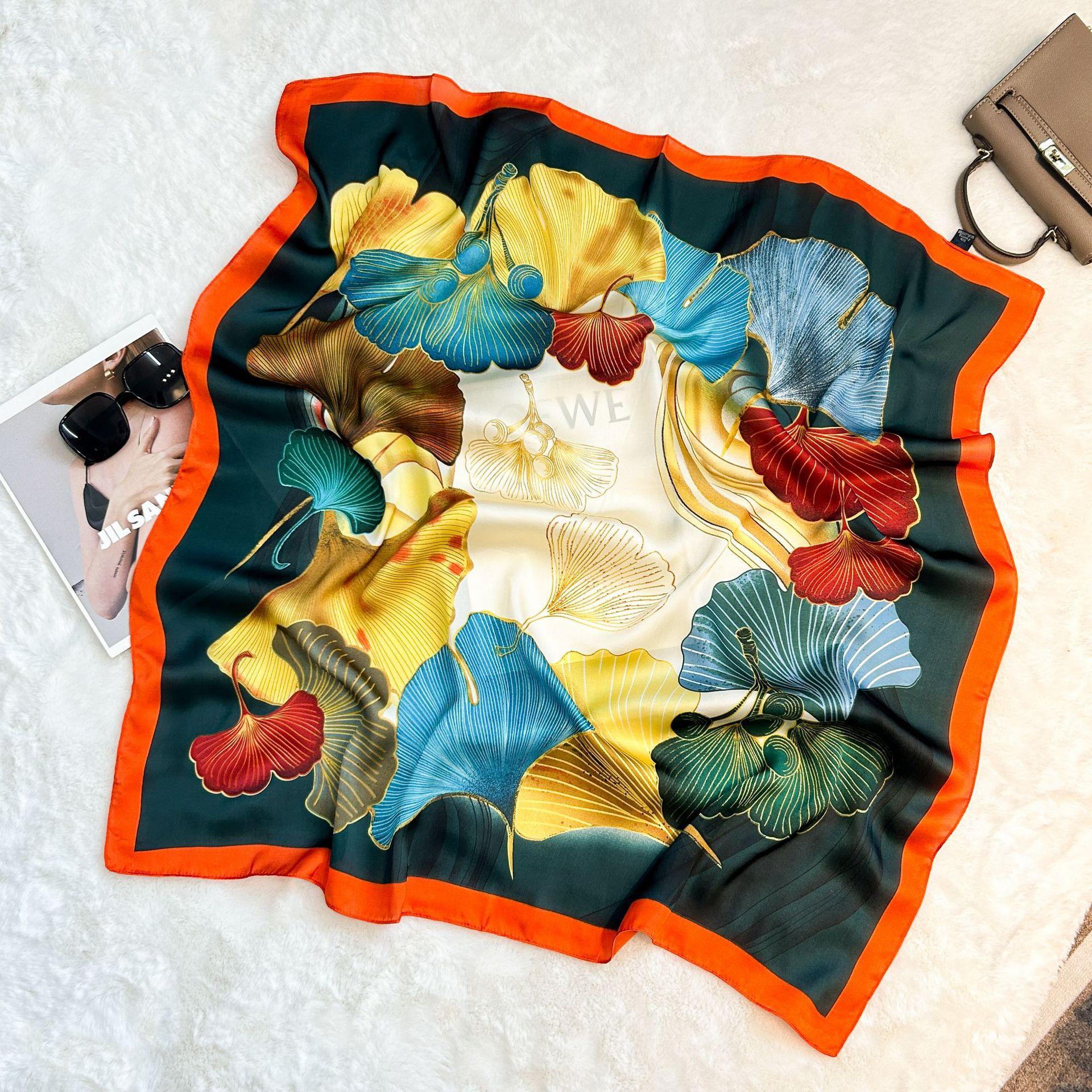 

Весенне-летний шарф, женский роскошный дизайнерский шарф, шелковый гладкий шарф, мягкая мусульманская повязка на голову, шаль, пляжная, 90x90 см 90X90cm