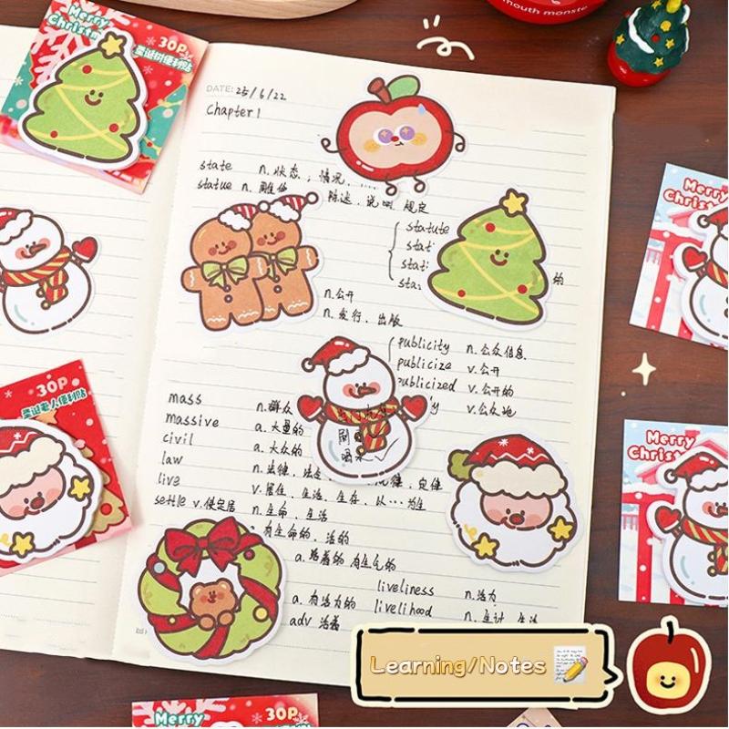 5/10Pcs Cute Cartoon Christmas Message Sticky Note Kawaii Student Stationery Memo Pad Post-It School Supplies Christmas Gifts