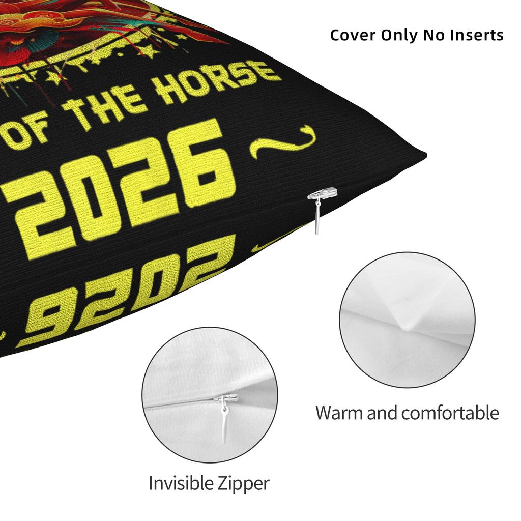 Year Of Horse Chinese Zodiac Lunar New Year Pillow Case Novelty Pillow Cover Design Pillowcases For Living Room Bed Chair