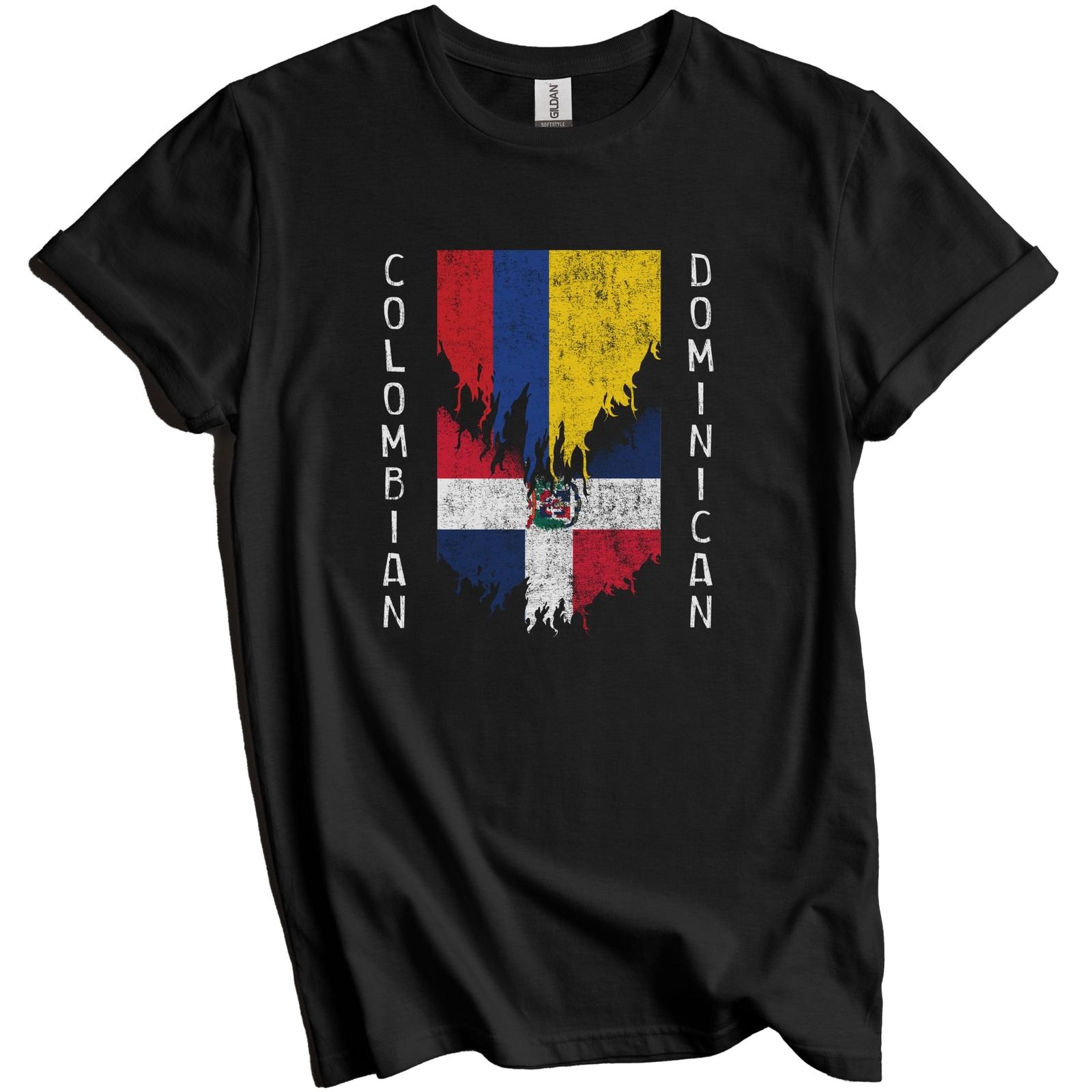Colombian Dominican Flags Ripped Torn Colombia Dominican Republic T-Shirt M