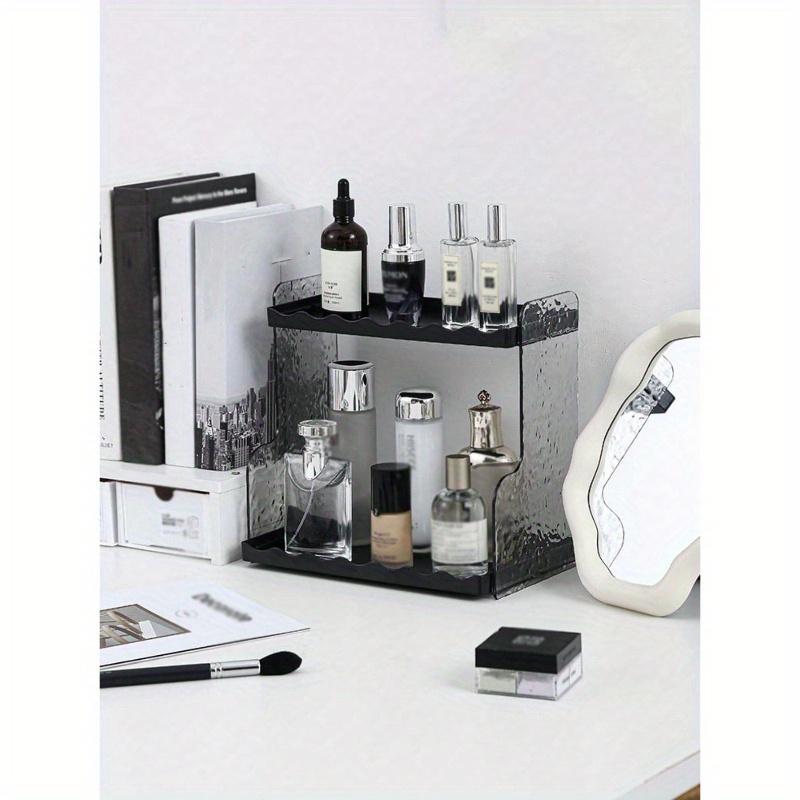 1pc Acrylic Makeup Organizer, Dual-Layer Increased Heighten Cosmetic Display Holder, Vanity Tray for Skincare, Perfume, Lipstick, Desk Storage Box